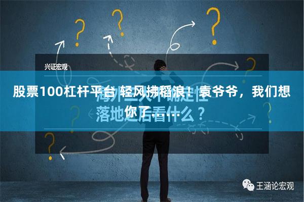 股票100杠杆平台 轻风拂稻浪！袁爷爷，我们想你了……