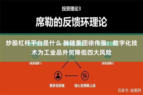 炒股杠杆平台是什么 脉链集团徐伟强：数字化技术为工业品外贸降低四大风险